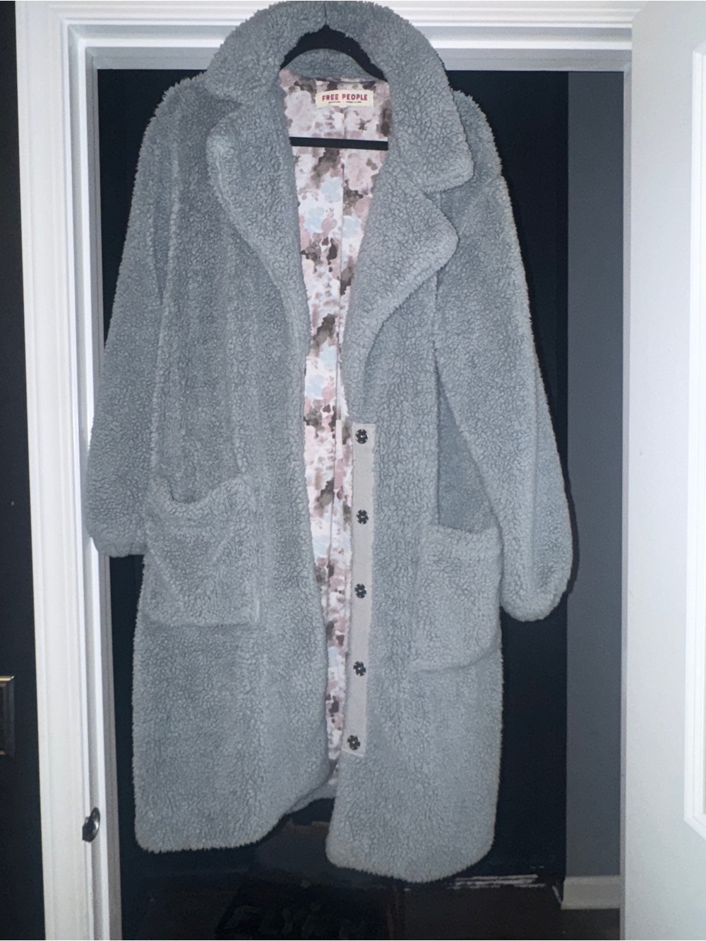 Free People Gray teddy coat. Size small.